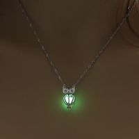 Hot-selling Fashion Luminous Bead Multicolor Hollow Owl Pendant Necklace sku image 2
