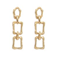 Concave-convex Gold Geometric Round Square Alloy Generous Fashion Earrings Wholesale sku image 1