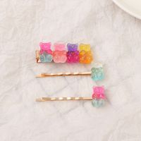 The New Colorful Bear Gummy Hairpin Cute Girl Color Candy Ear Clip Wholesale Nihaojewelry sku image 1