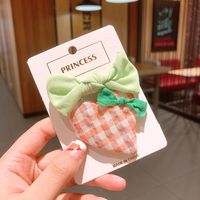 Korean Love Plaid Girls Solid Color Small Bow Children Bb Clip Rubber Band sku image 2