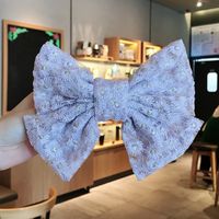 Korea Big Bow Embroidery Lace Chrysanthemum Handmade Side Clip Wholesale Nihaojewelry sku image 3