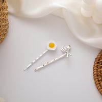 Soft Cute Poached Egg  Retro Spoon Fork  Side Clip Wholesale Nihaojewelry sku image 2