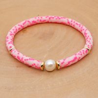 Hot Sale Fashion Trendy Vacation Beach Style Natural Baroque Pearl Color Soft Ceramic Letter Bracelet sku image 7
