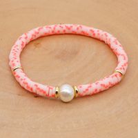 Hot Sale Fashion Trendy Vacation Beach Style Natural Baroque Pearl Color Soft Ceramic Letter Bracelet sku image 8