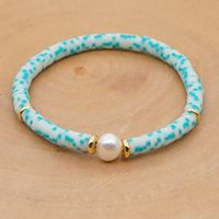 Hot Sale Fashion Trendy Vacation Beach Style Natural Baroque Pearl Color Soft Ceramic Letter Bracelet sku image 9