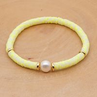 Hot Sale Fashion Trendy Vacation Beach Style Natural Baroque Pearl Color Soft Ceramic Letter Bracelet sku image 10