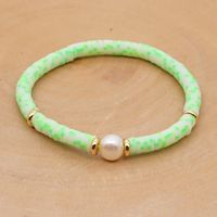Hot Sale Fashion Trendy Vacation Beach Style Natural Baroque Pearl Color Soft Ceramic Letter Bracelet sku image 11