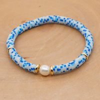 Hot Sale Fashion Trendy Vacation Beach Style Natural Baroque Pearl Color Soft Ceramic Letter Bracelet sku image 12