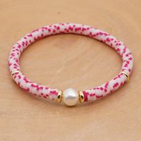 Hot Sale Fashion Trendy Vacation Beach Style Natural Baroque Pearl Color Soft Ceramic Letter Bracelet sku image 14