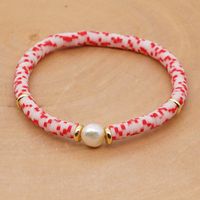 Hot Sale Fashion Trendy Vacation Beach Style Natural Baroque Pearl Color Soft Ceramic Letter Bracelet sku image 15