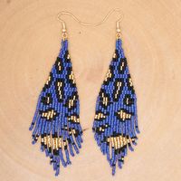 Hot Fashion Rice Beads Woven Leopard Fringe Earrings Wholesale Nihaojewelry sku image 2