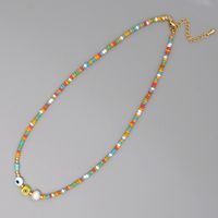 Fashion Bohemian Candy Colorful Rice Beads Clavicle Chain Natural Pearl Necklace For Women sku image 1