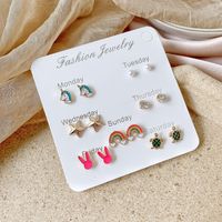 S925 Silver Needle Micro Inlaid Crystal Short Earrings Wholesale Nihaojewelry sku image 1