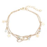 New Footwear Fashion Simple Good Luck Number 8 Crystal Five-pointed Star Tassel Multilayer Anklet sku image 2