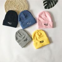 Cartoon Puppy Winter New Wild Embroidery Couples Woolen Hat Outdoor Cold-proof Knitted Hat main image 5
