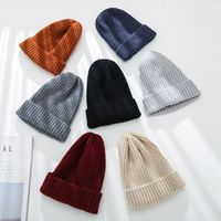 Pure Color Wild Knit Outdoor Winter New Thick Warm Woolen  Hat Cap main image 1