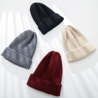 Pure Color Wild Knit Outdoor Winter New Thick Warm Woolen  Hat Cap main image 2