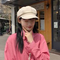 Korean Pure Color Autumn And Winter Sun Octagonal Beret Painter Hat For Ladies main image 5