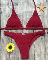 Hot Models Ladies Split Swimsuit Solid Color Pleated Sexy Bikini Wholesale Nihaojewelry sku image 9