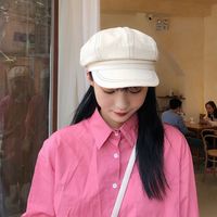 Korean Pure Color Autumn And Winter Sun Octagonal Beret Painter Hat For Ladies sku image 3