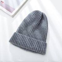 Pure Color Wild Knit Outdoor Winter New Thick Warm Woolen  Hat Cap sku image 2