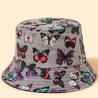 Printed Butterfly Hot Selling Summer New Canvas Korean Sun Visor Fisherman Hat For Women sku image 3