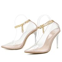 Transparent Pointed Gold Chain Large Size High Heel Women's Fashionable Sexy Shoes Wholesale Nihaojewelry sku image 5