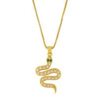 Fashion Simple Snake-shaped Hot-selling New Diamond Pendant Copper Necklace sku image 2