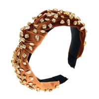 Rhinestone Gold Velvet Headband Two-color Summary Headband main image 5