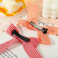 Candy Color Plaid Bow Hairpin Cute Bangs Clip Hairpin Side Clip Wholesale Nihaojewelry main image 3