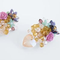 Exaggerated Handmade Crystal Flower Earrings Creative Long Beaded Earrings main image 5