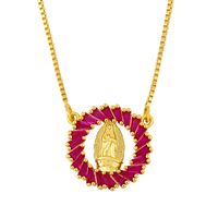 Copper Virgin Mary Pendant Diamond Religious Totem Sweater Chain Necklace For Women main image 4