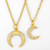 New Moon Micro-inlaid Zircon Crescent Copper Pendant Necklace For Women Wholesale main image 1