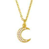 New Moon Micro-inlaid Zircon Crescent Copper Pendant Necklace For Women Wholesale main image 4