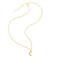 New Moon Micro-inlaid Zircon Crescent Copper Pendant Necklace For Women Wholesale main image 5