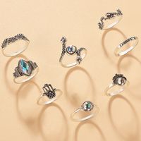 New Retro Alloy Geometric Imitation Opal Color Drop Leaf Palm Snake Ring 10 Sets Wholesale Nihaojewelry main image 3