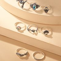 New Retro Alloy Geometric Imitation Opal Color Drop Leaf Palm Snake Ring 10 Sets Wholesale Nihaojewelry main image 4