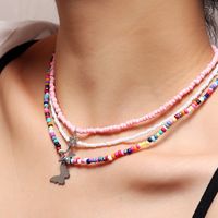 Fashion Summer Beach Style Butterfly Color Rice Bead Necklace For Women main image 2