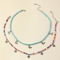 Fashion Bohemian Color Rice Bead Alloy Collar Butterfly Star Necklace main image 3