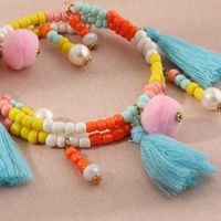 Fashion Bohemian Style Color Rice Bead Wild Tassel Alloy Pendant Bracelet For Women main image 4