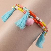 Fashion Bohemian Style Color Rice Bead Wild Tassel Alloy Pendant Bracelet For Women main image 5