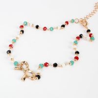Fashion Colored Glass Beads Simple Single-layer Metal Butterfly Alloy Clavicle Chain Necklace For Women main image 4