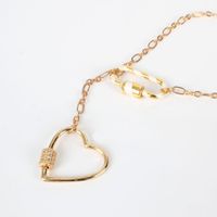 Fashion Single Layer Peach Heart Carabiner Fashion Color Link Buckle Necklace main image 4