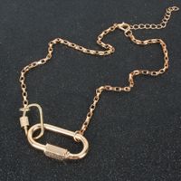 Fashion Simple Double-layer Carabiner Alloy Accessories Retro Geometric Pendant Necklace For Women main image 4