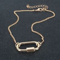 Fashion Simple Double-layer Carabiner Alloy Accessories Retro Geometric Pendant Necklace For Women main image 5