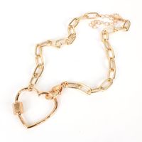 Fashion Hundred Matching Decoration Love Alloy Peach Heart Carabiner Golden Necklace For Women main image 3