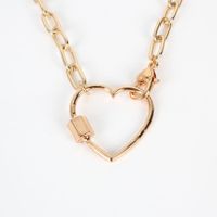 Fashion Hundred Matching Decoration Love Alloy Peach Heart Carabiner Golden Necklace For Women main image 5