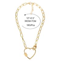 Fashion Hundred Matching Decoration Love Alloy Peach Heart Carabiner Golden Necklace For Women main image 6