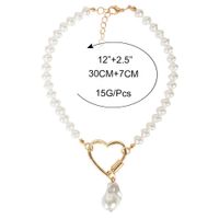 Fashion Peach Heart Link Buckle Jewelry Single Layer Pearl Pendant Necklace For Women main image 6
