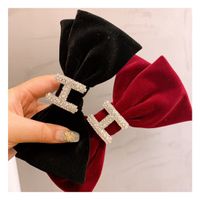 Korea Retro Velvet Double Bow H Diamond Hairpin  Wholesale Nihaojewelry main image 5